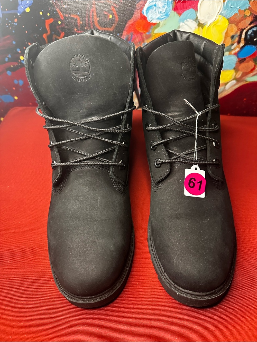 No.61 Timberland Women's 6-Inch Premium Waterproof Boots Black Size 9.5
